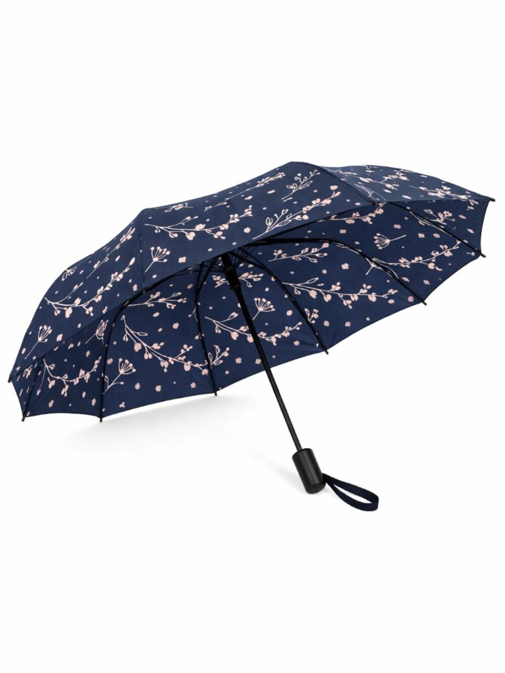 Umbrella - Nanette Lepore -Compact Windproof Automatic -Floral Navy/Pink- NWT
